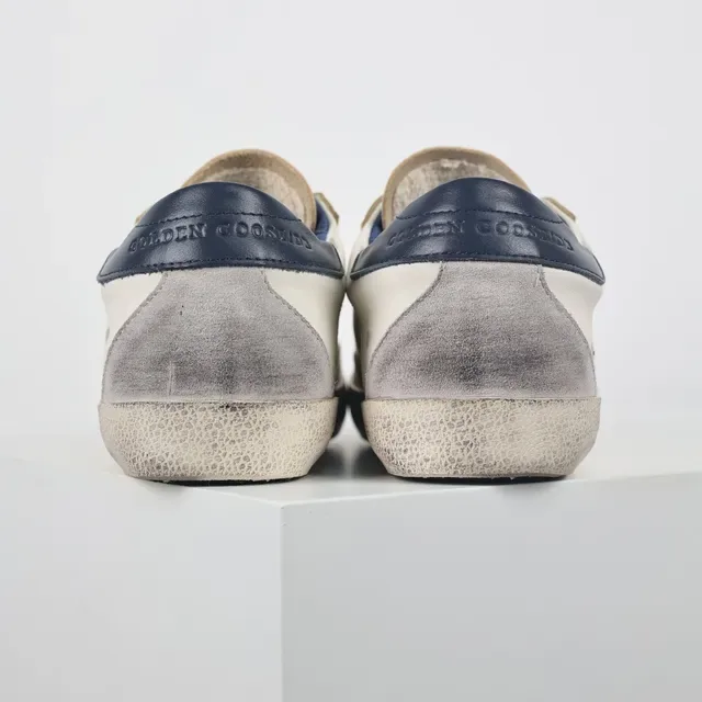 Golden Goose Superstar সাদা নৌবাহিনী ছেঁড়া কাপসোল ধাতব তারা প্যাচ জীবনধারা স্নিকার্স 8