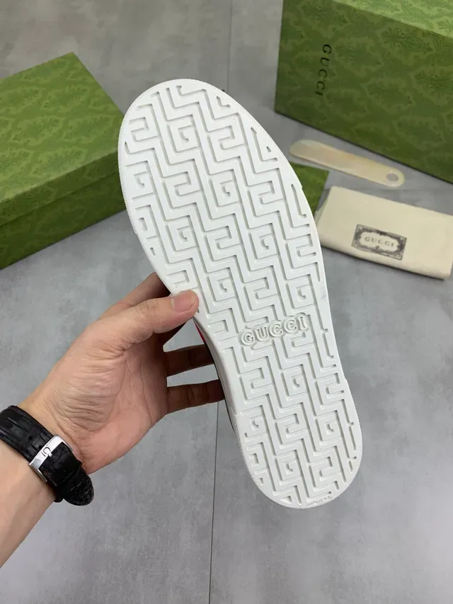 Gucci Ace Black Leather Web Stripe Lifestyle Sneakers 3