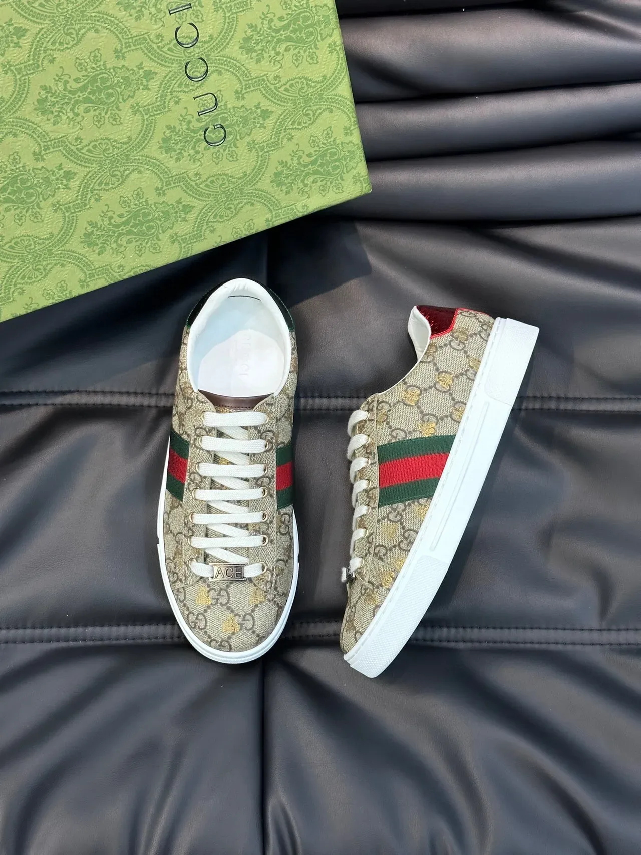 Gucci Ace GG Supreme Beige Green Red Web लाइफस्टाइल स्नीकर 3