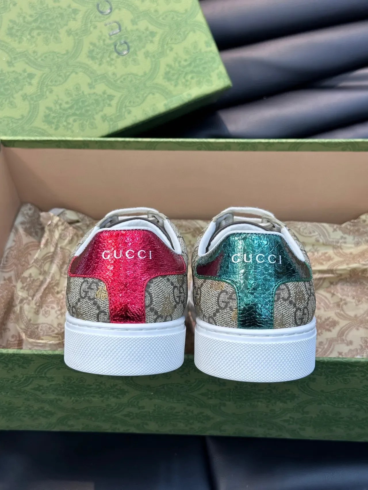Gucci Ace GG Supreme Beige Green Red Web लाइफस्टाइल स्नीकर 6