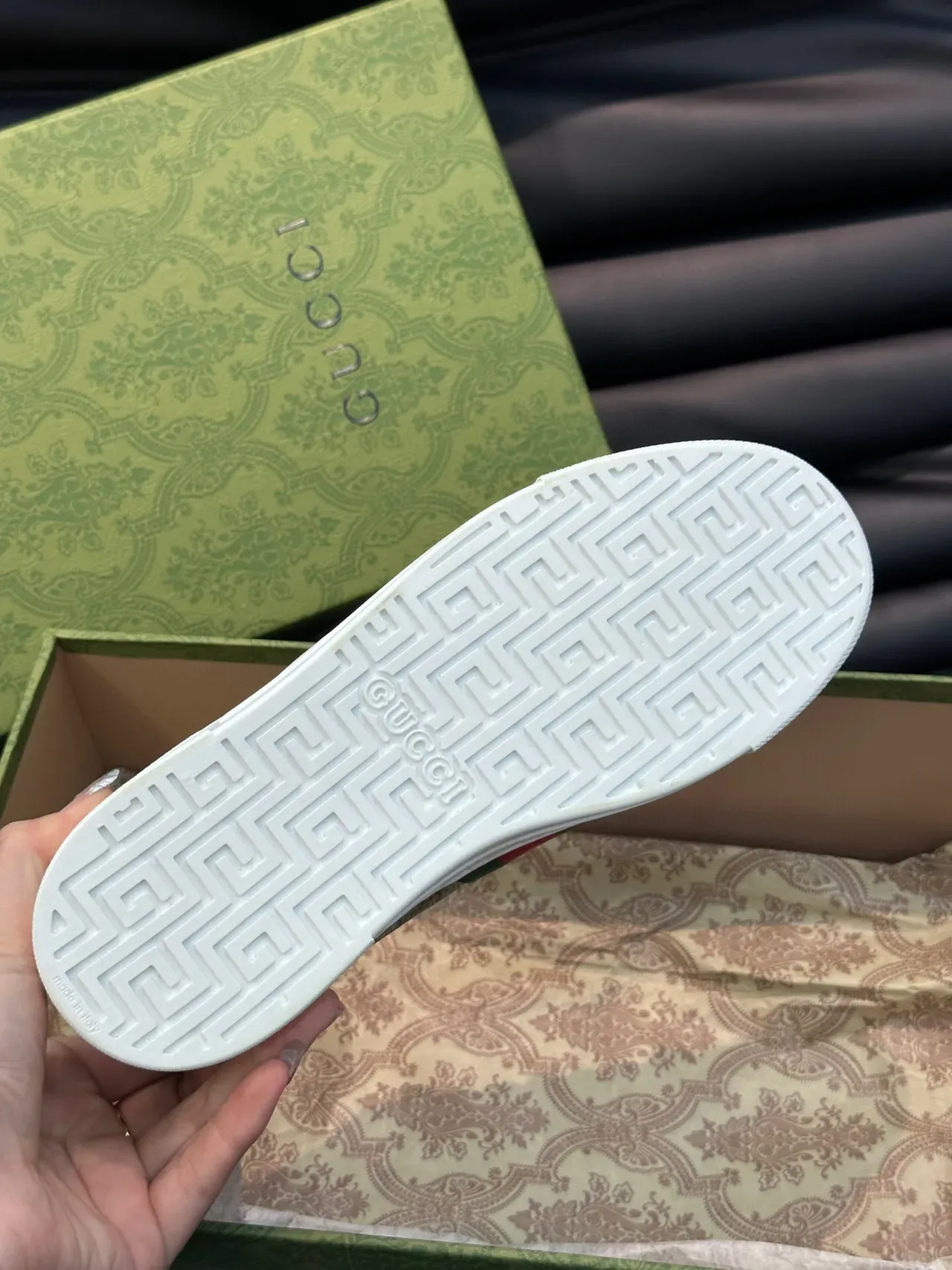 Gucci Ace GG Supreme Beige Green Red Web लाइफस्टाइल स्नीकर 9