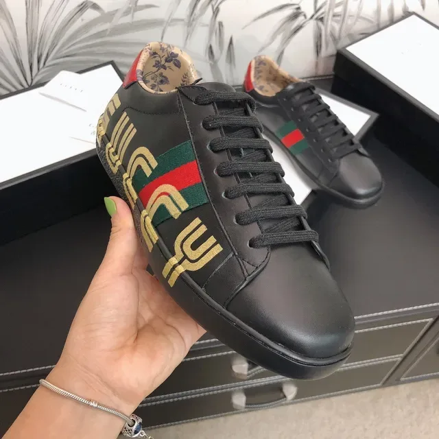 Gucci Ace GUCCY Tênis lifestyle de couro preto 5