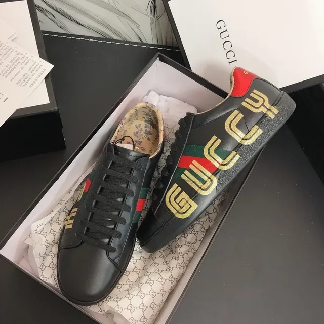 Gucci Ace GUCCY Tênis lifestyle de couro preto 6