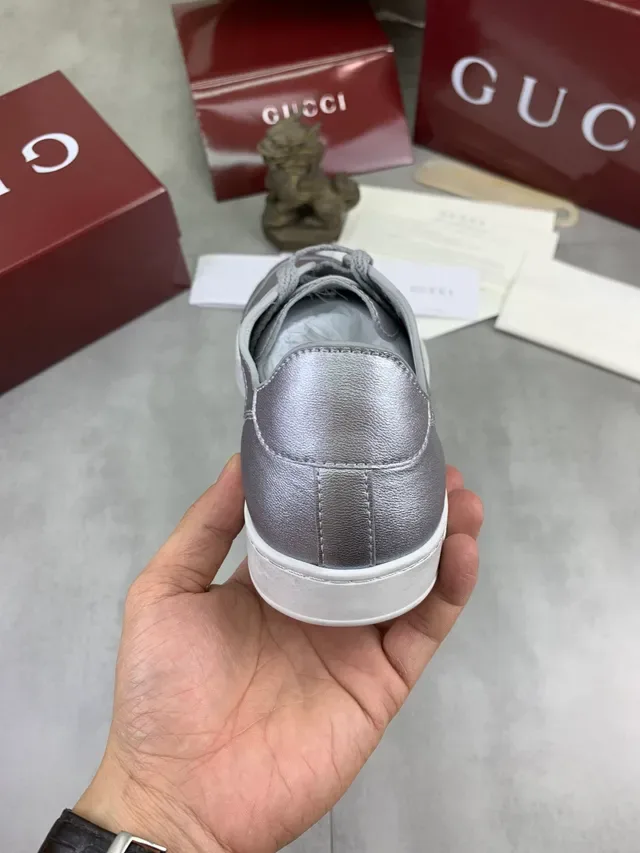 Gucci Ace Plata Metálica Rayas Web Zapatillas Lifestyle 3