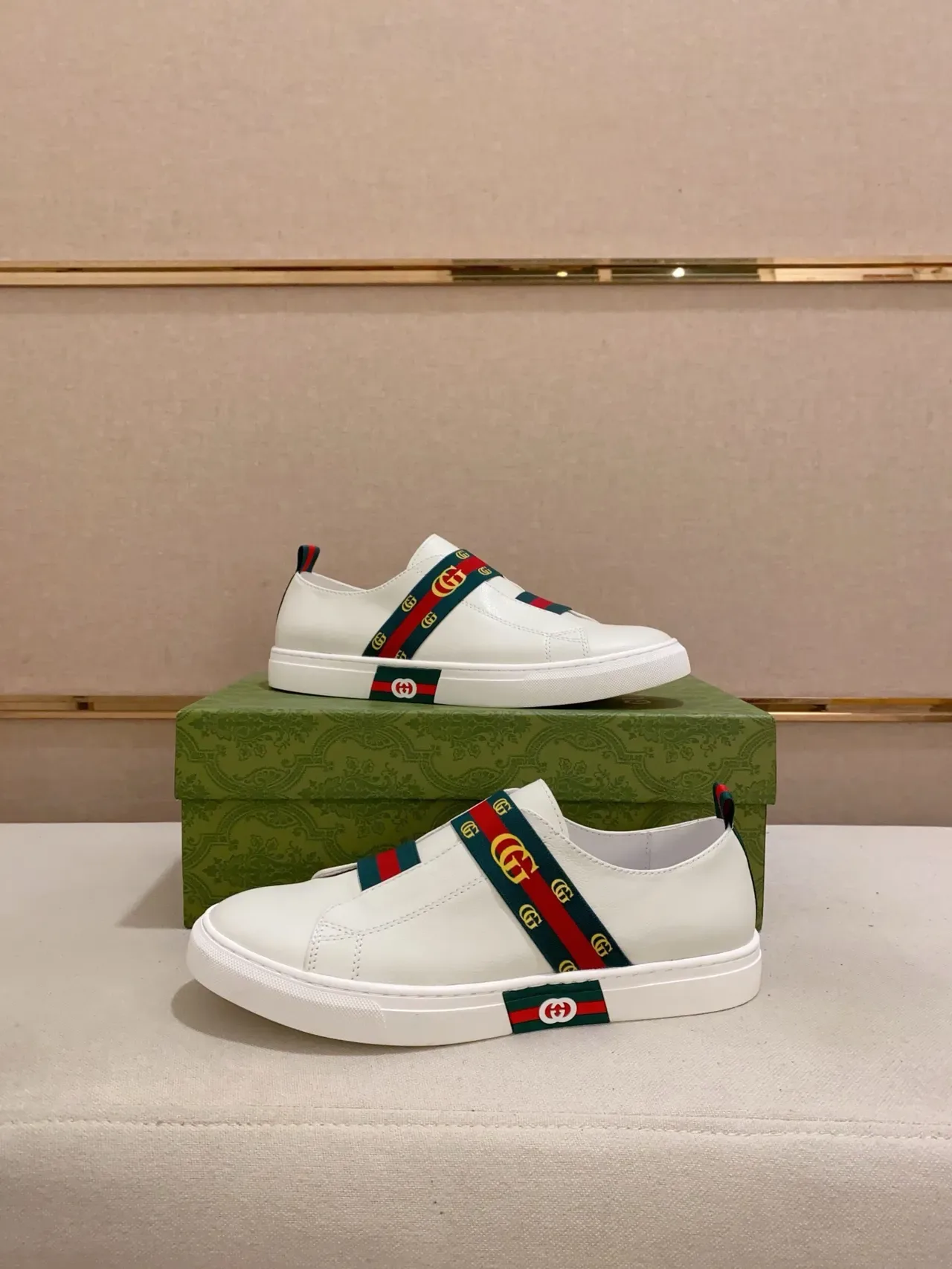 Gucci Ace Web Strap White Leather Lifestyle Sneakers 7