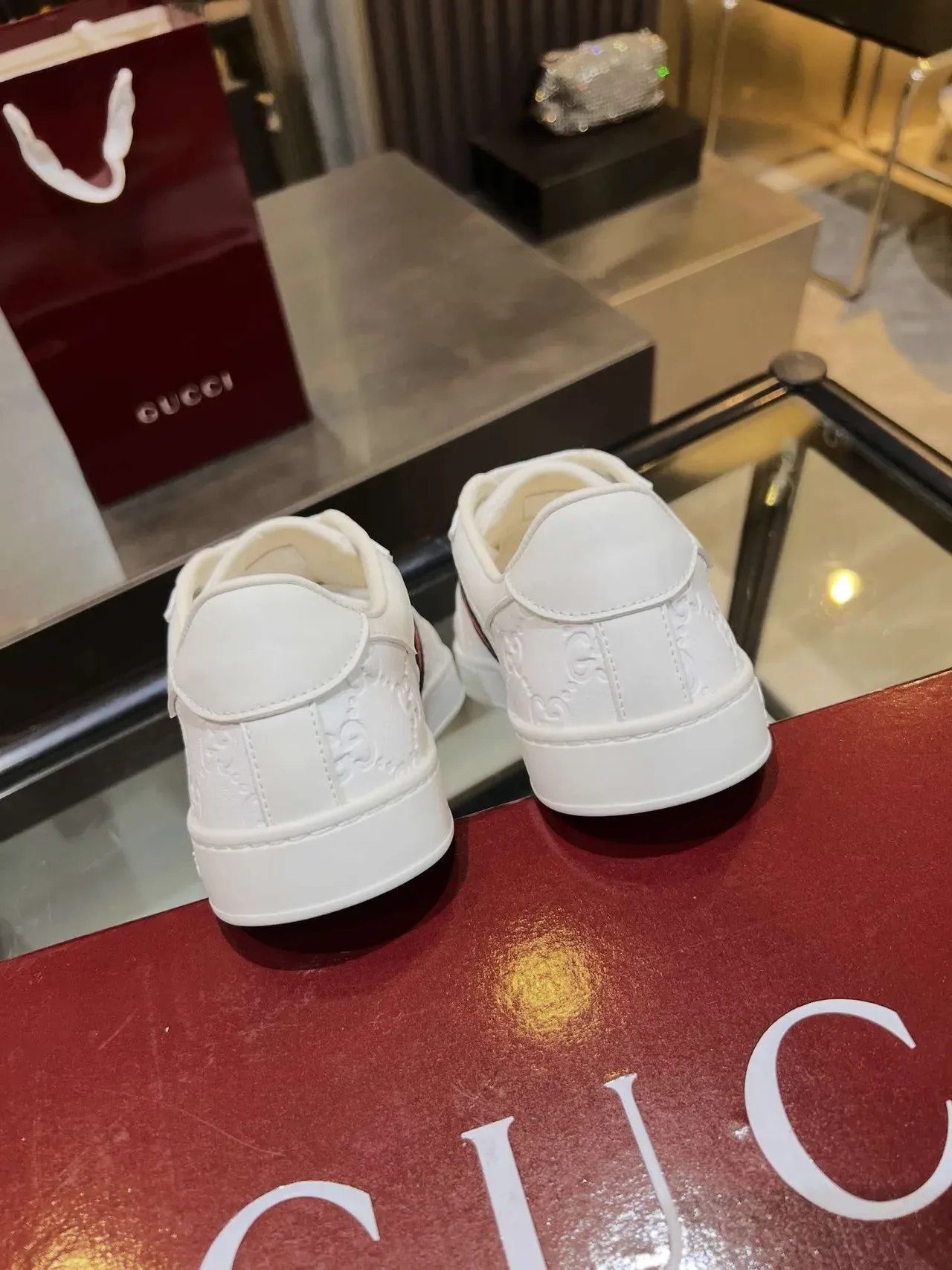 Gucci Ace White GG Monogram Web Stripe Lifestyle Sneakers 3