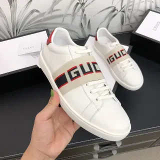 Gucci Ace 白色红色黑色网状带生活方式运动鞋