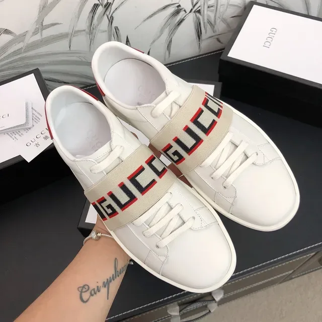 Gucci Ace White Red Black Web Strap Lifestyle Sneakers 8