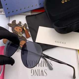 Gucci এভিয়েটর কালো ধূসর সিলুয়েট পাতলা মেটাল ফ্রেম সানগ্লাস