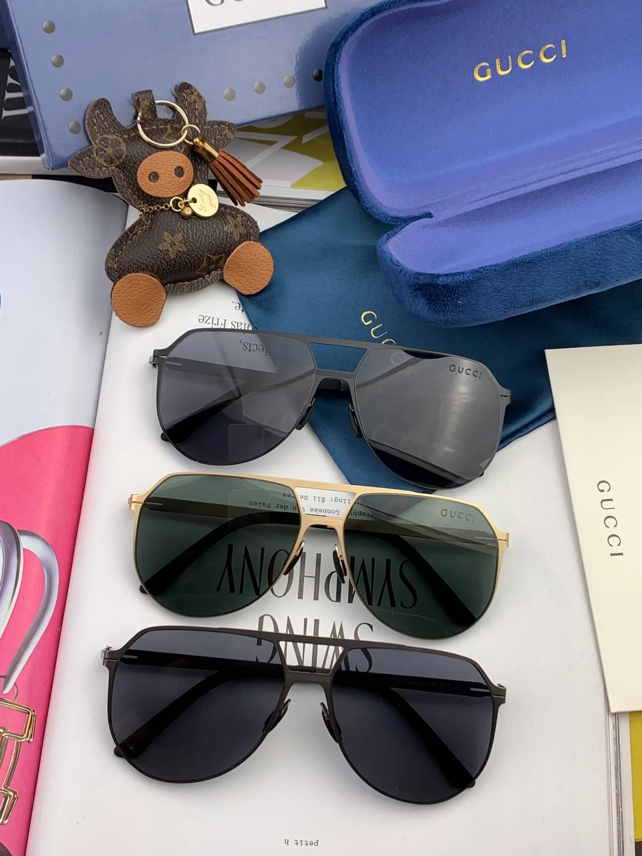 Gucci Aviator Lunettes de Soleil Métal Noir Lentilles Gradient 4