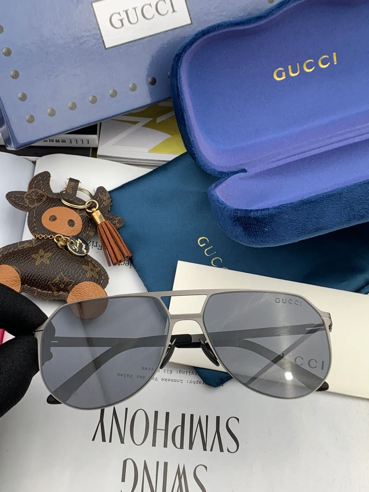 Gucci Aviator Lunettes de Soleil Métal Noir Lentilles Gradient 5