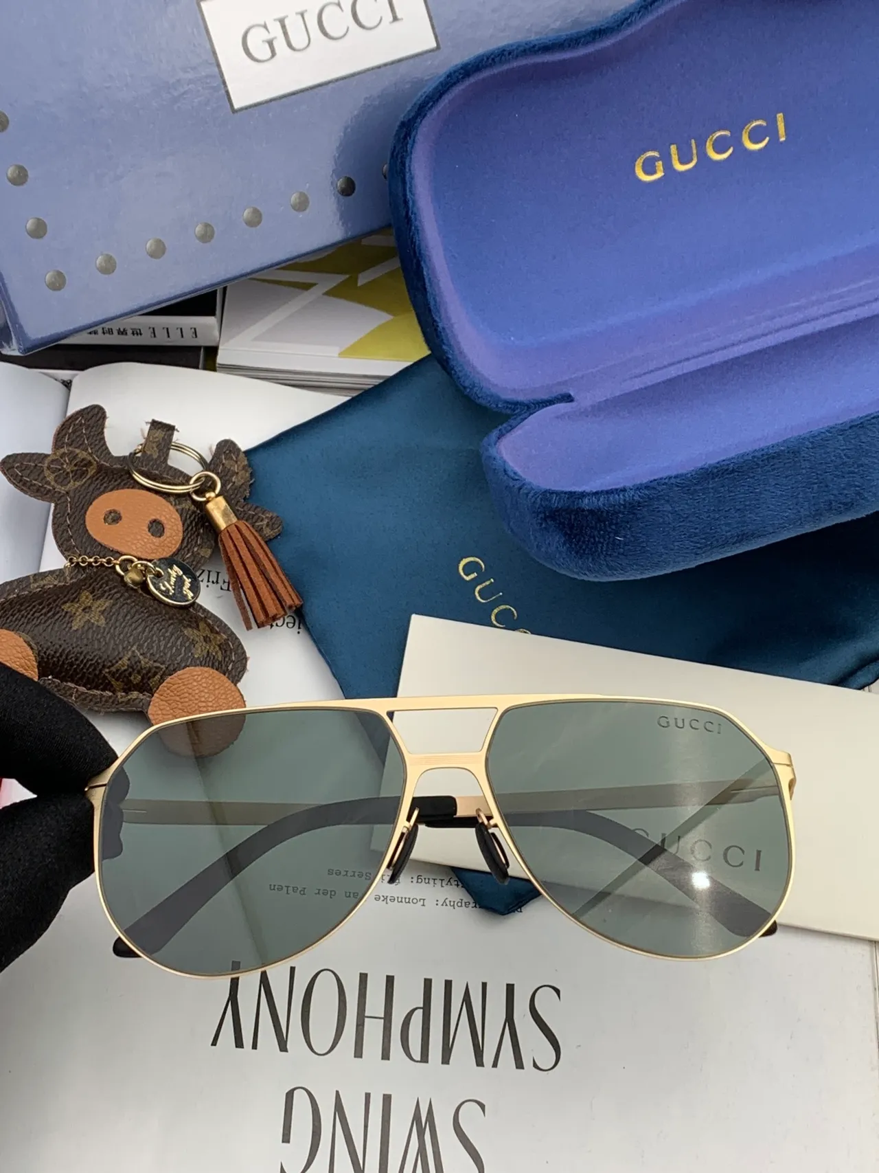 Gucci Aviator Lunettes de Soleil Métal Noir Lentilles Gradient 6