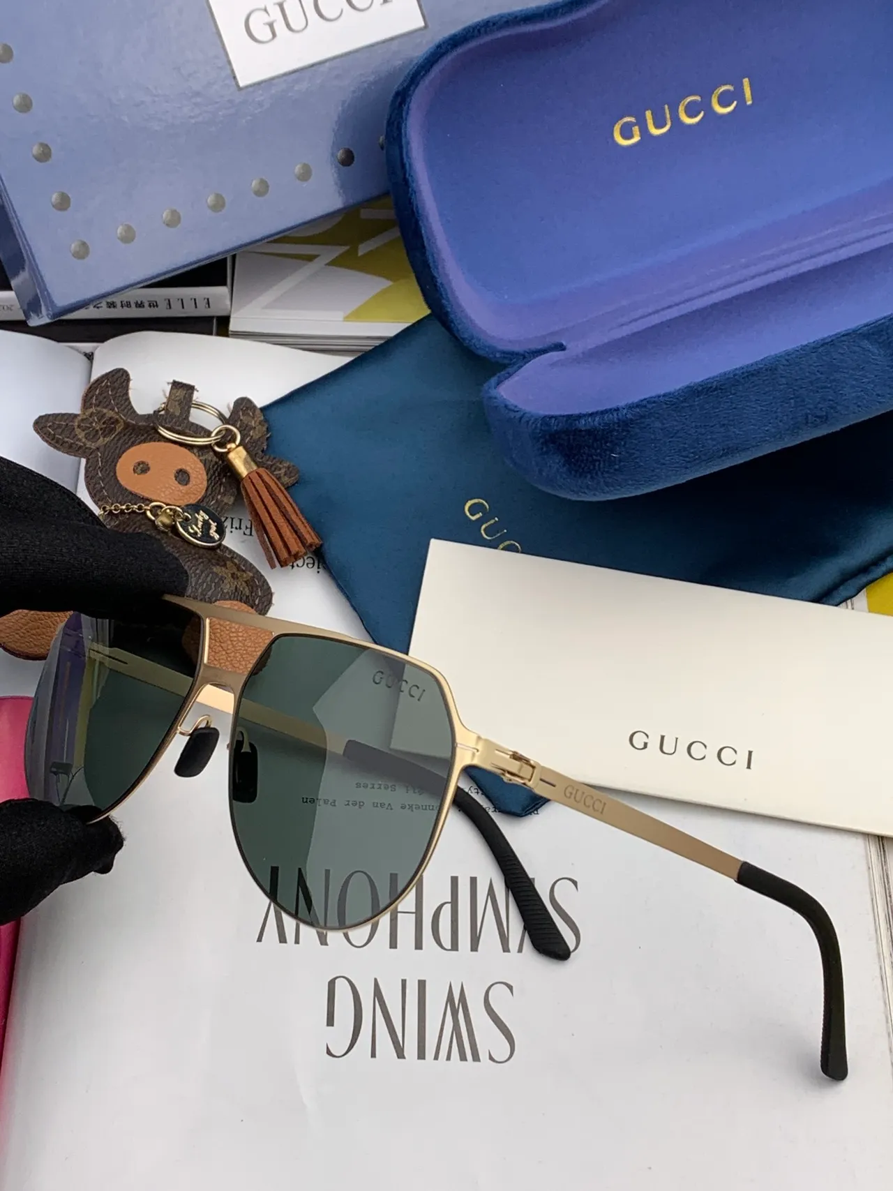 Gucci Aviator Lunettes de Soleil Métal Noir Lentilles Gradient 9