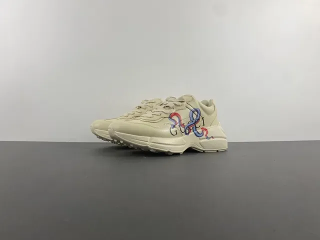 Gucci Chaussures Chunky Beige Semelle Multicolore Cuir Supérieur 10