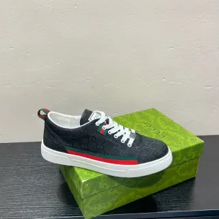 Gucci Negro Blanco Monogram Lona Web Rayas Acento Lifestyle Sneakers