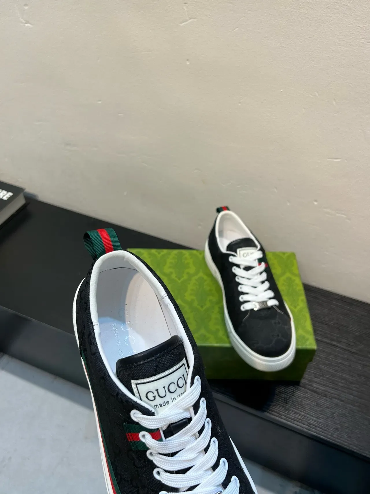 Gucci Black White Monogram Canvas Web Stripe Accent Lifestyle Sneakers 7