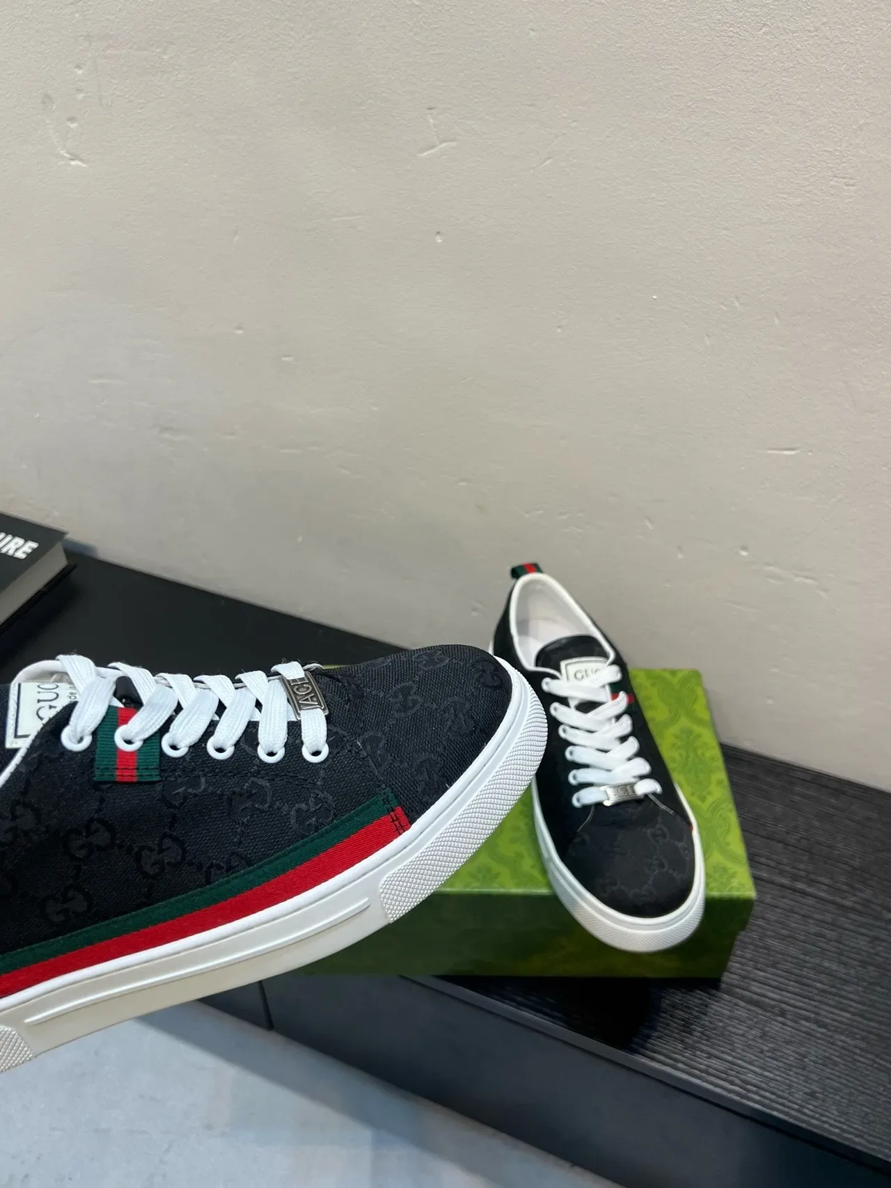 Gucci Black White Monogram Canvas Web Stripe Accent Lifestyle Sneakers 8