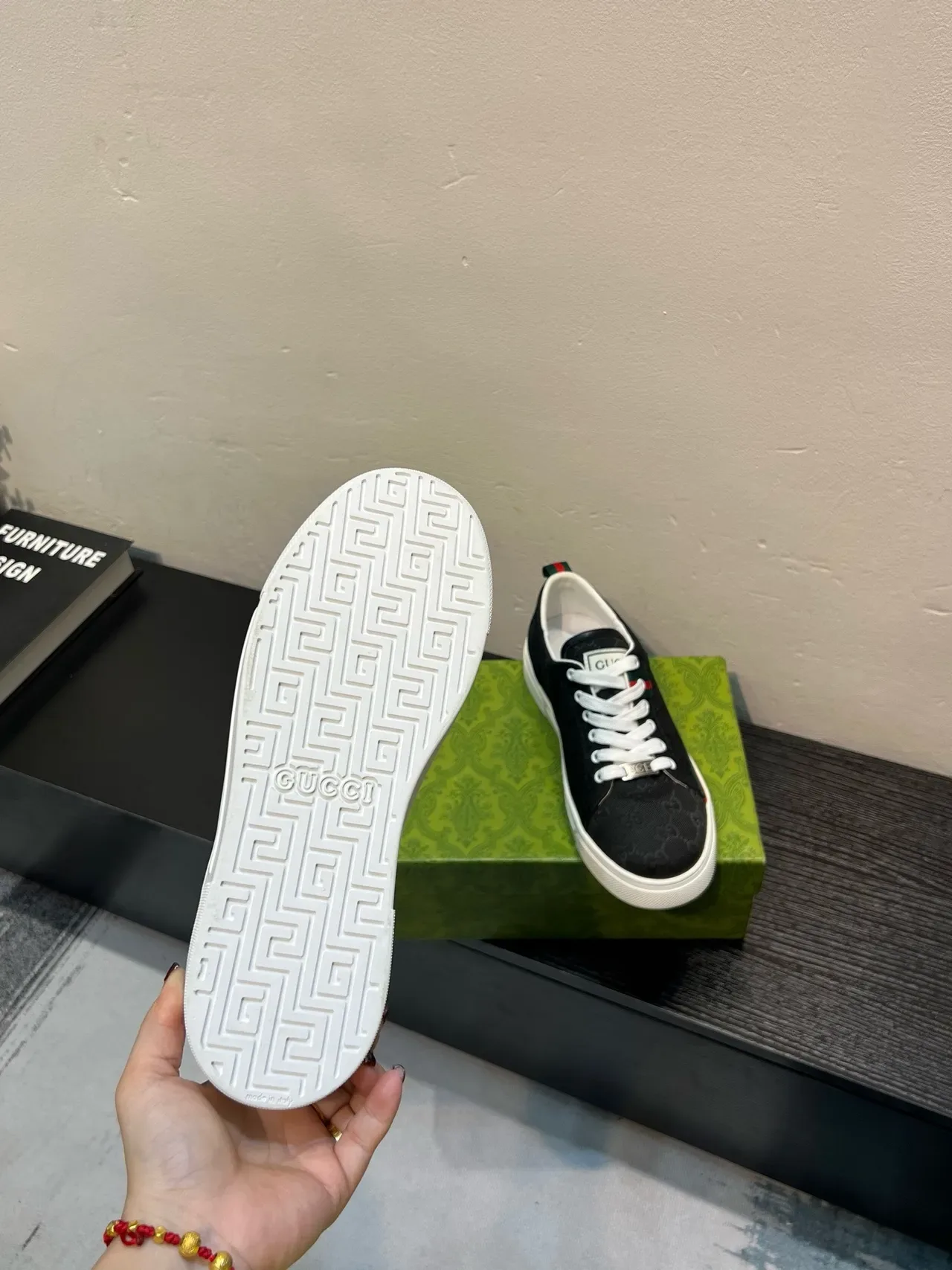 Gucci Black White Monogram Canvas Web Stripe Accent Lifestyle Sneakers 9