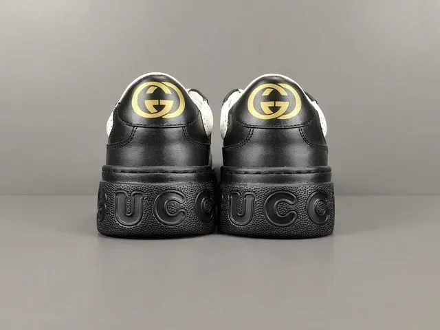 Gucci কালো সাদা প্ল্যাটফর্ম সোল পারফোরেটেড লেদার লাইফস্টাইল স্নিকার্স 4
