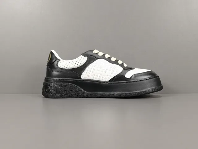 Gucci কালো সাদা প্ল্যাটফর্ম সোল পারফোরেটেড লেদার লাইফস্টাইল স্নিকার্স 8