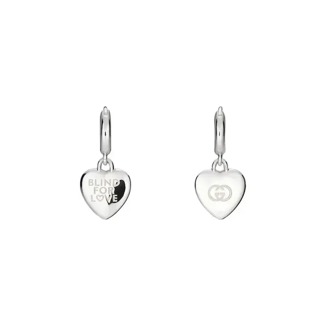 Gucci Blind for Love Gold Silver Heart-Shaped Dangle Earrings 7