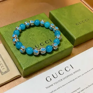 إسورة Gucci أزرق فضي خرز مينا نمط GG