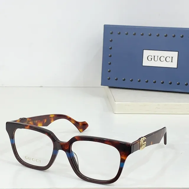 Gucci Burgundy Brown Rectangular Acetate Frame Tortoiseshell Optical Glasses 3