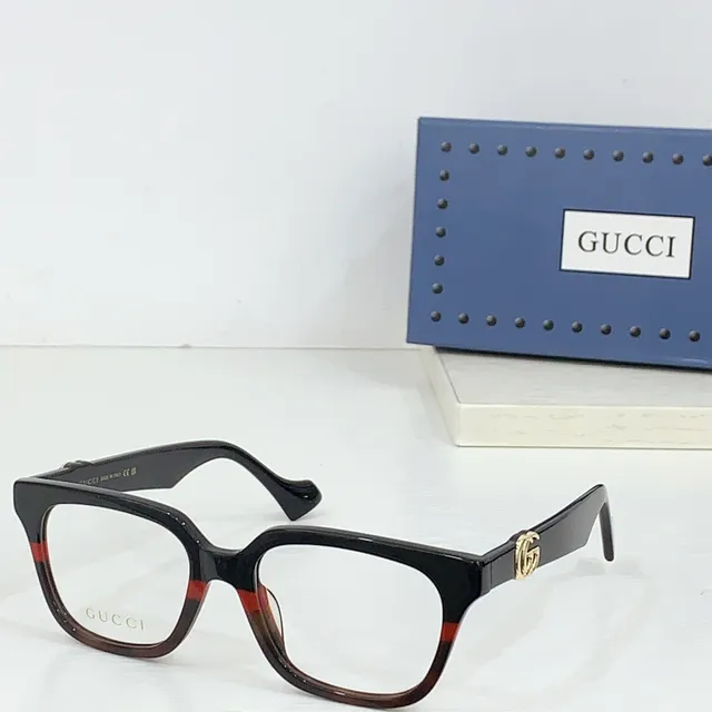 Gucci Burgundy Brown Rectangular Acetate Frame Tortoiseshell Optical Glasses 8