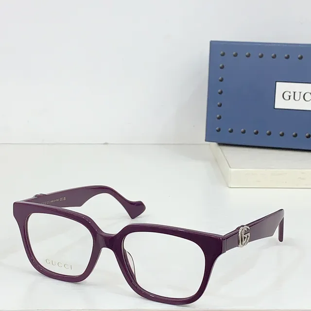 Gucci Burgundy Brown Rectangular Acetate Frame Tortoiseshell Optical Glasses 9