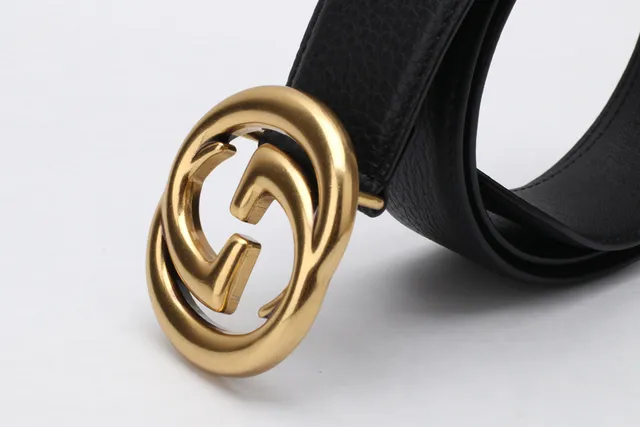 Gucci Double G 黑色粒面皮革腰带 13