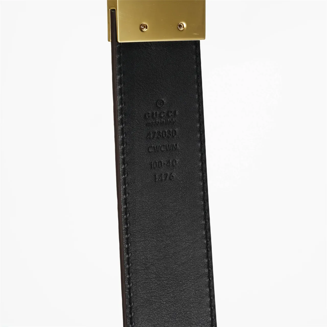 Gucci Double G Marron Or Embossé GG Monogram Interlocking Buckle Ceinture en Cuir 7