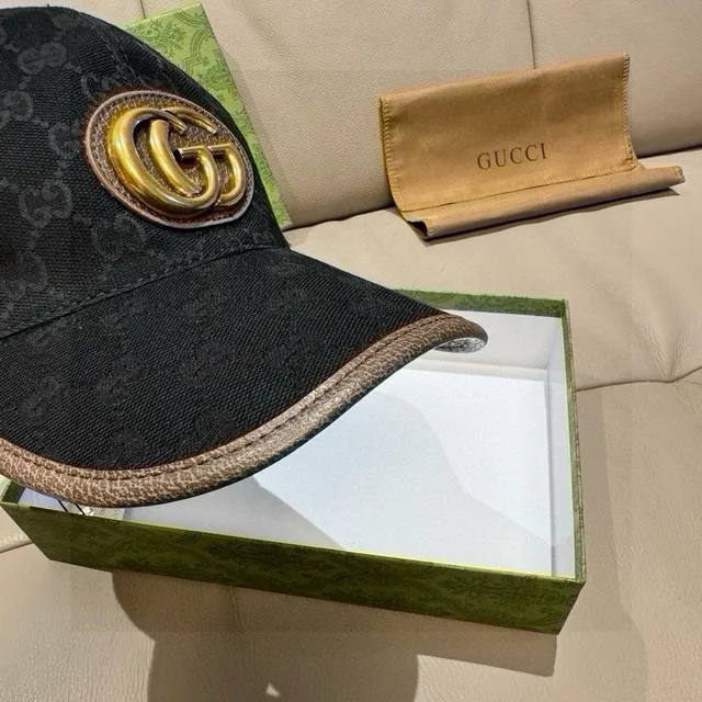 Gucci Double G Emblem Gorra de béisbol Negra GG Monogram 5