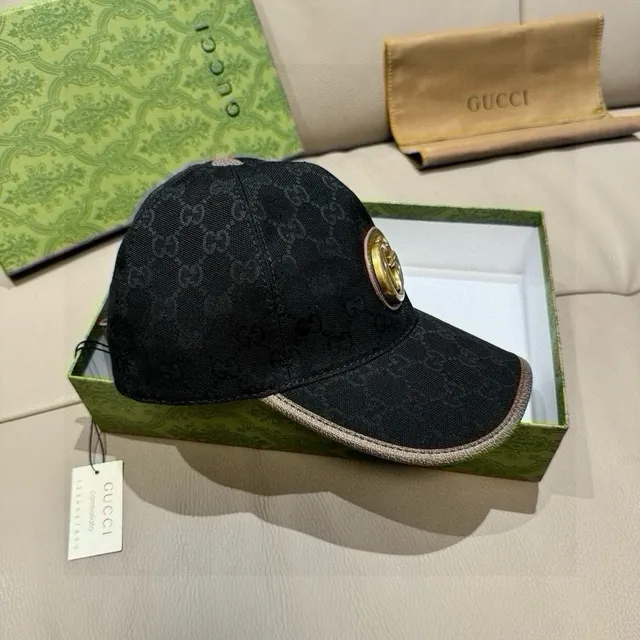 Gucci Double G Emblem Gorra de béisbol Negra GG Monogram 6