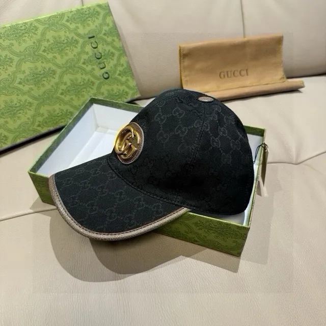Gucci Double G Emblem Gorra de béisbol Negra GG Monogram 8
