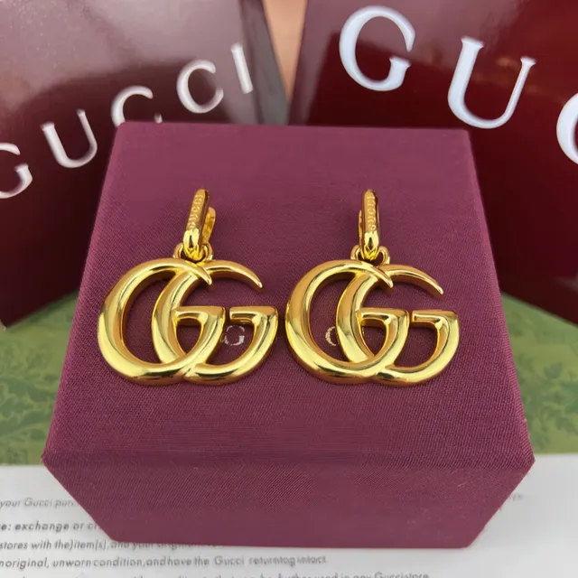 Gucci Double G Gold-Tone Interlocking Logo Earrings 6