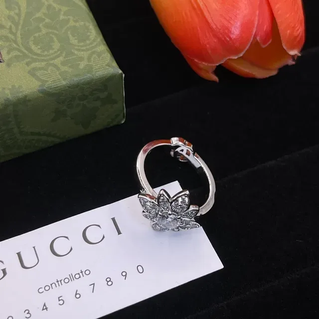 Gucci Flora Floral Pavé Interlocking G Ring 6