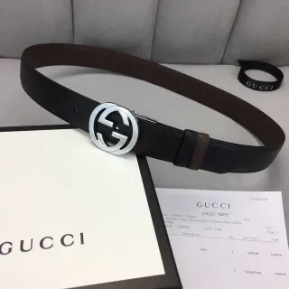 Gucci GG Marmont 黑色和棕色皮革腰带