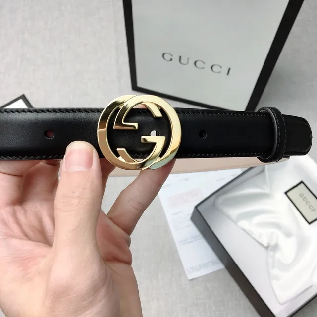 Gucci GG Marmont Noir Or Interlocking G Boucle Ceinture en cuir lisse 4