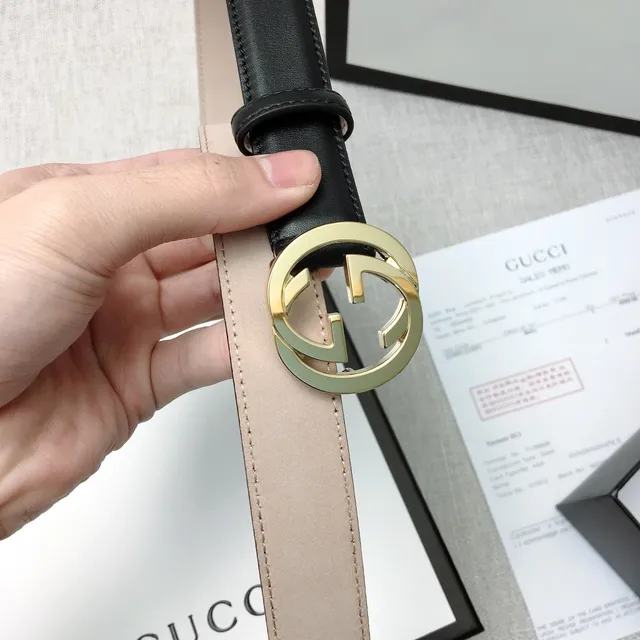 Gucci GG Marmont Noir Or Interlocking G Boucle Ceinture en cuir lisse 8