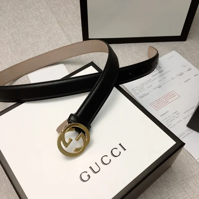 Gucci GG Marmont Noir Or Interlocking G Boucle Ceinture en cuir lisse 9