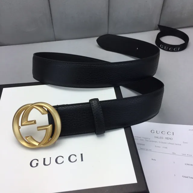 Gucci GG Marmont কালো সোনা Interlocking G বাকেল মসৃণ চামড়ার বেল্ট 2