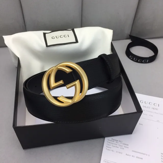 Gucci GG Marmont কালো সোনা Interlocking G বাকেল মসৃণ চামড়ার বেল্ট 5
