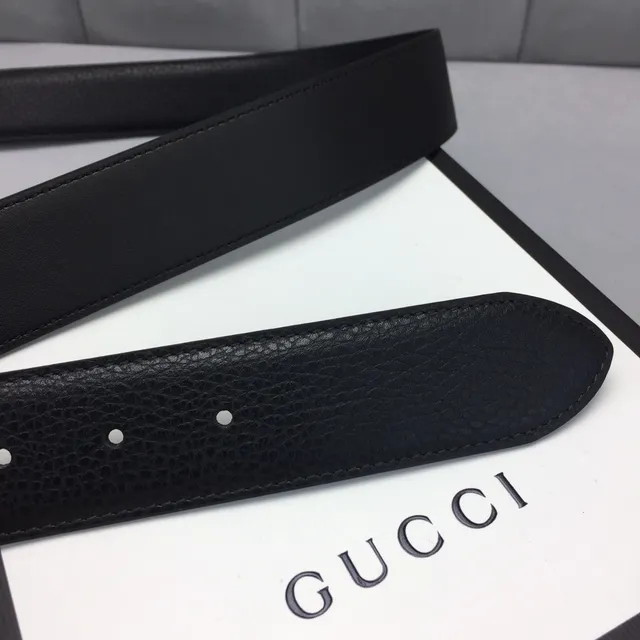 Gucci GG Marmont কালো সোনা Interlocking G বাকেল মসৃণ চামড়ার বেল্ট 7