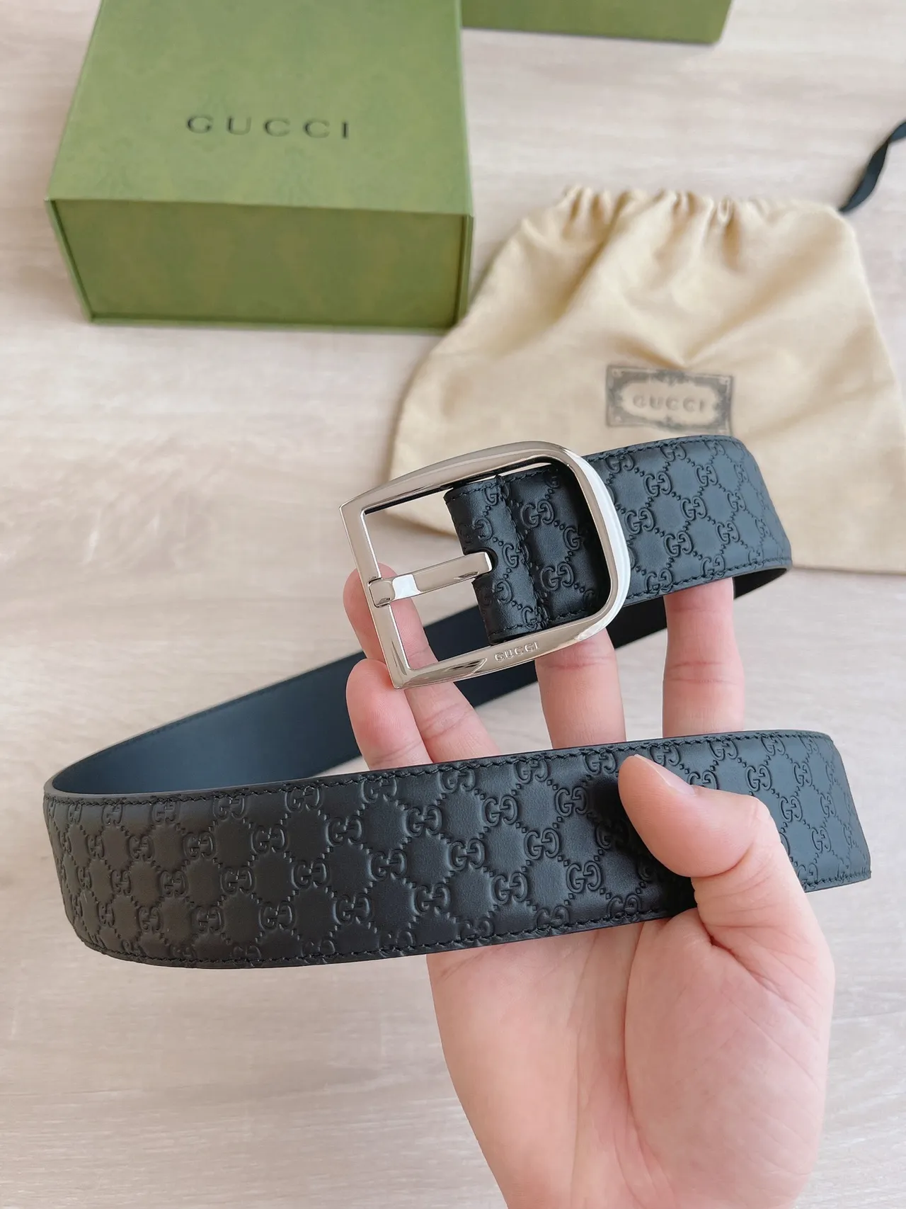 Gucci GG Marmont কালো চামড়ার বেল্ট 3