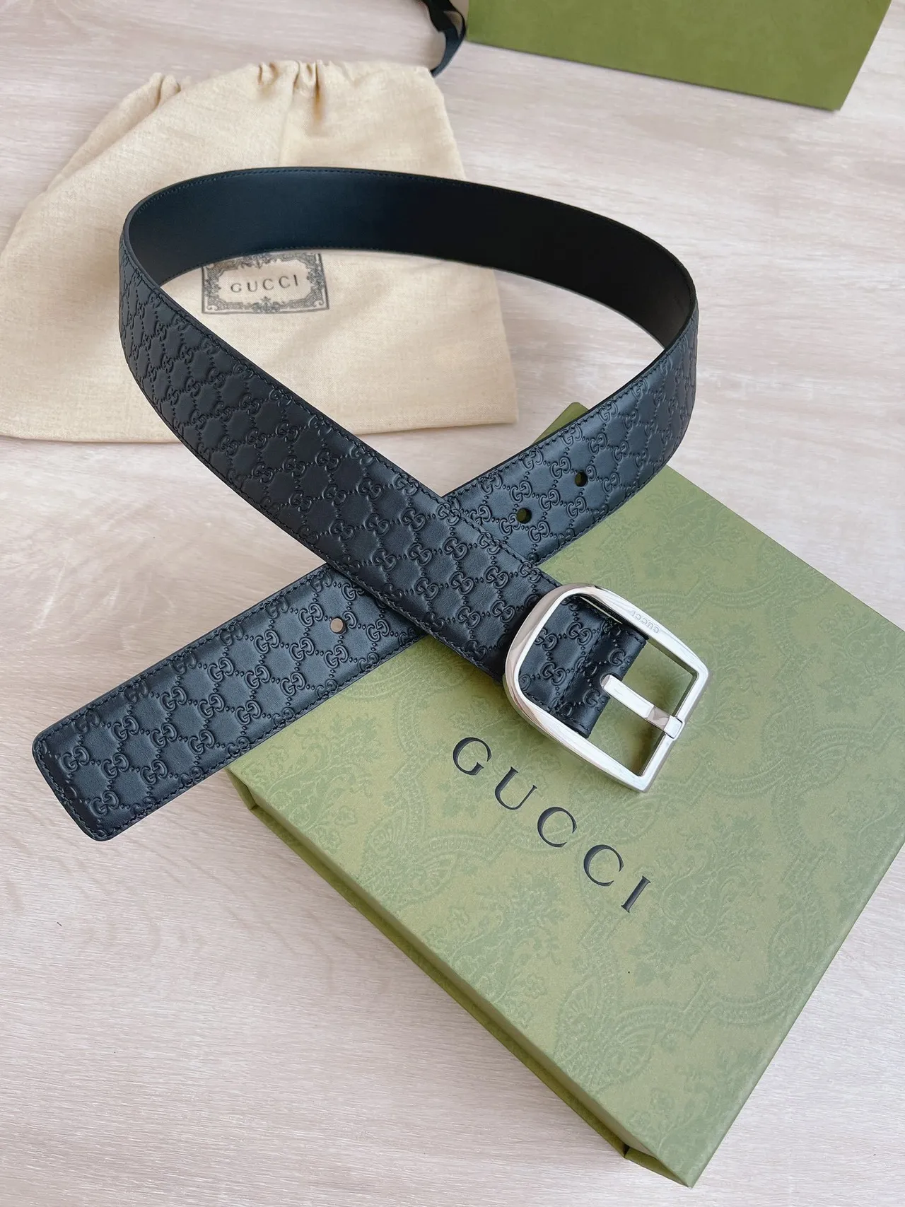 Gucci GG Marmont কালো চামড়ার বেল্ট 5