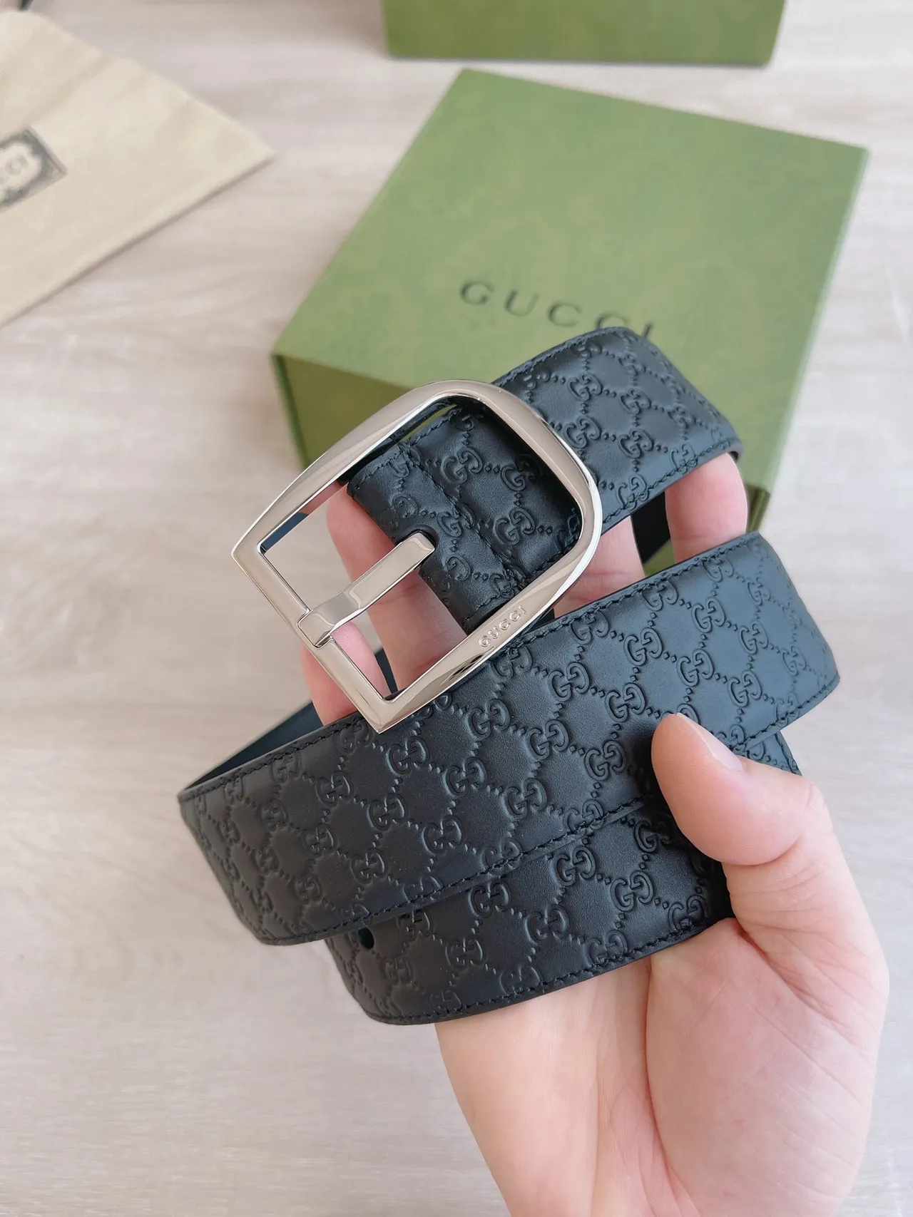 Gucci GG Marmont কালো চামড়ার বেল্ট 7