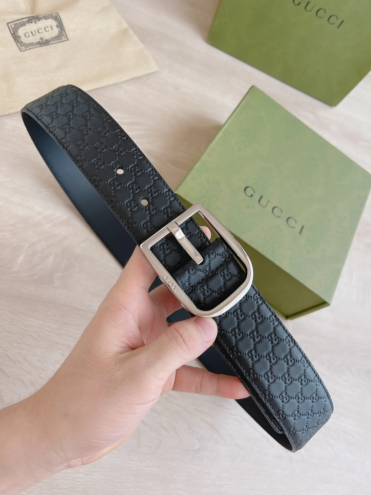 Gucci GG Marmont কালো চামড়ার বেল্ট 8