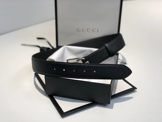 Gucci GG Marmont Ceinture en cuir noir grainé 2