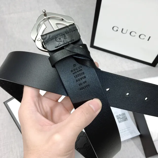 Gucci GG Marmont Preto Prateado Monograma Embossado Fivela Interlocking G Cinto de couro 7