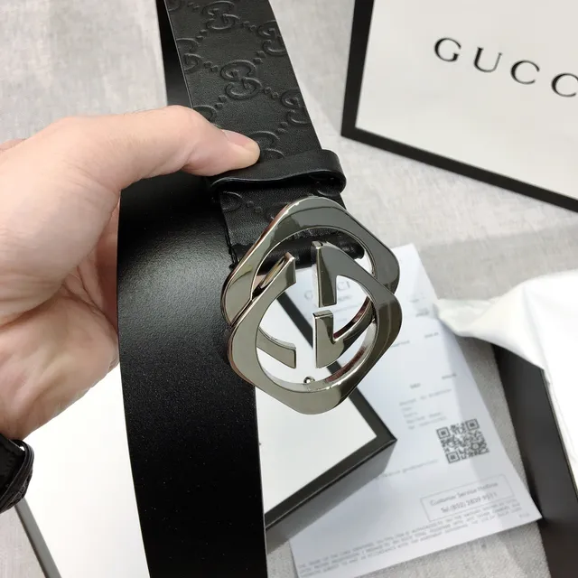 Gucci GG Marmont Preto Prateado Monograma Embossado Fivela Interlocking G Cinto de couro 8